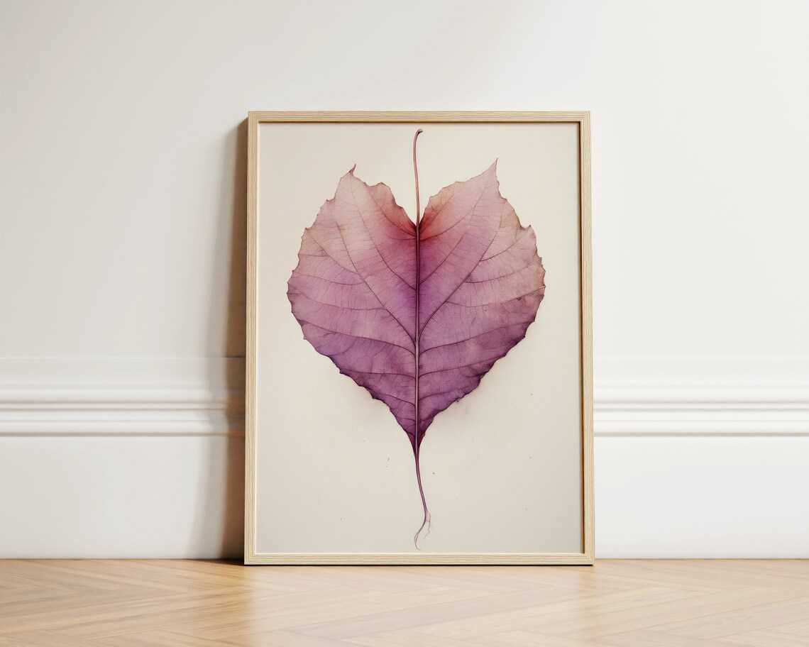Purple Autumn Leaf Minimalist Botanical Still Life Art Poster