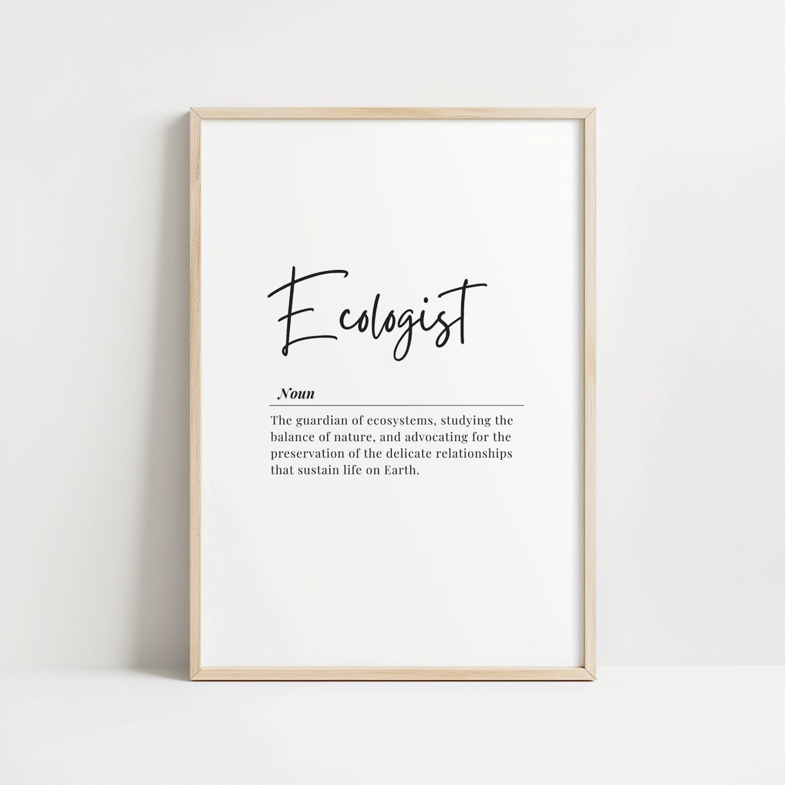 Ecologist Definition Gift Print for Nature Lovers Minimalist Decor