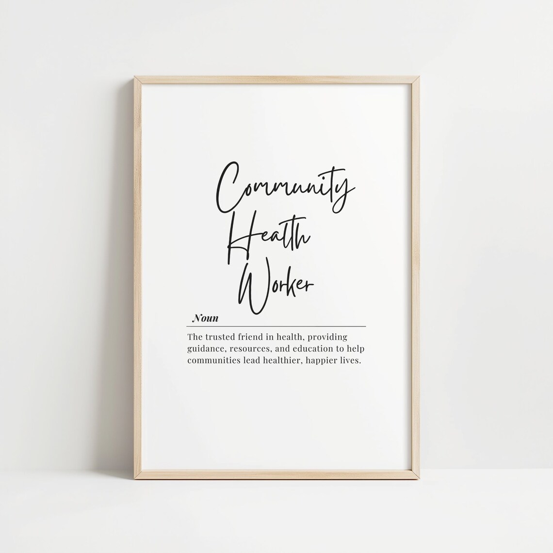 Community Health Worker Noun Definition Quote Typography Poster