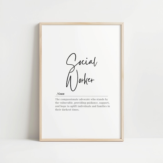 Social Worker Definition Poster Inspirational Office Gift Wall Decor