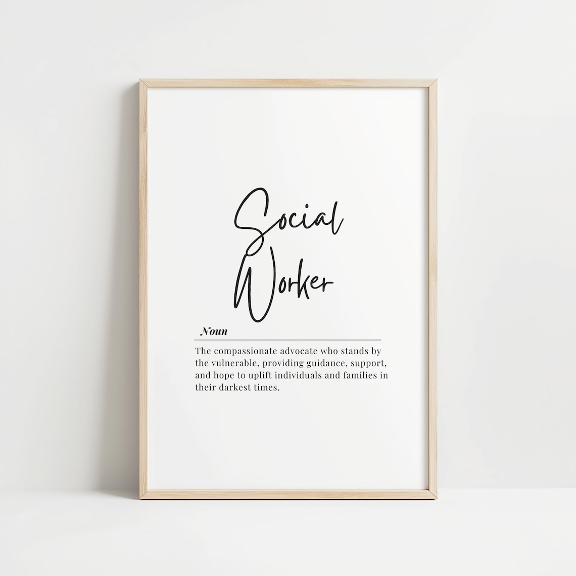 Social Worker Definition Poster Inspirational Office Gift Wall Decor