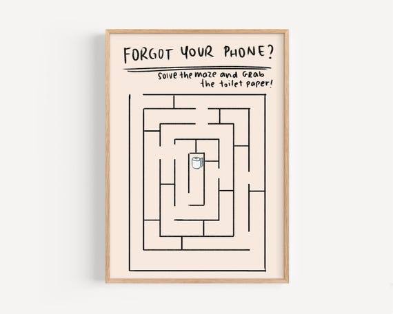 Grab The Toilet Paper, Bathroom Humor Maze Poster