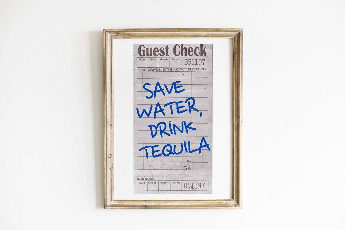 Save Water Drink Tequila, Funny Bar Decor Poster