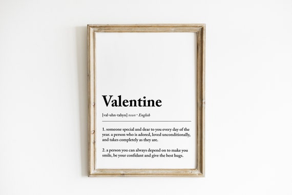 Valentine Definition Poster Print, Valentines Day Decor