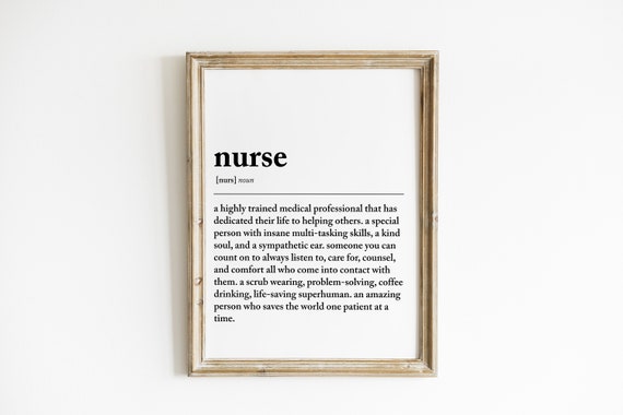 Nurse Definition Art Print, Nurse Office Decor