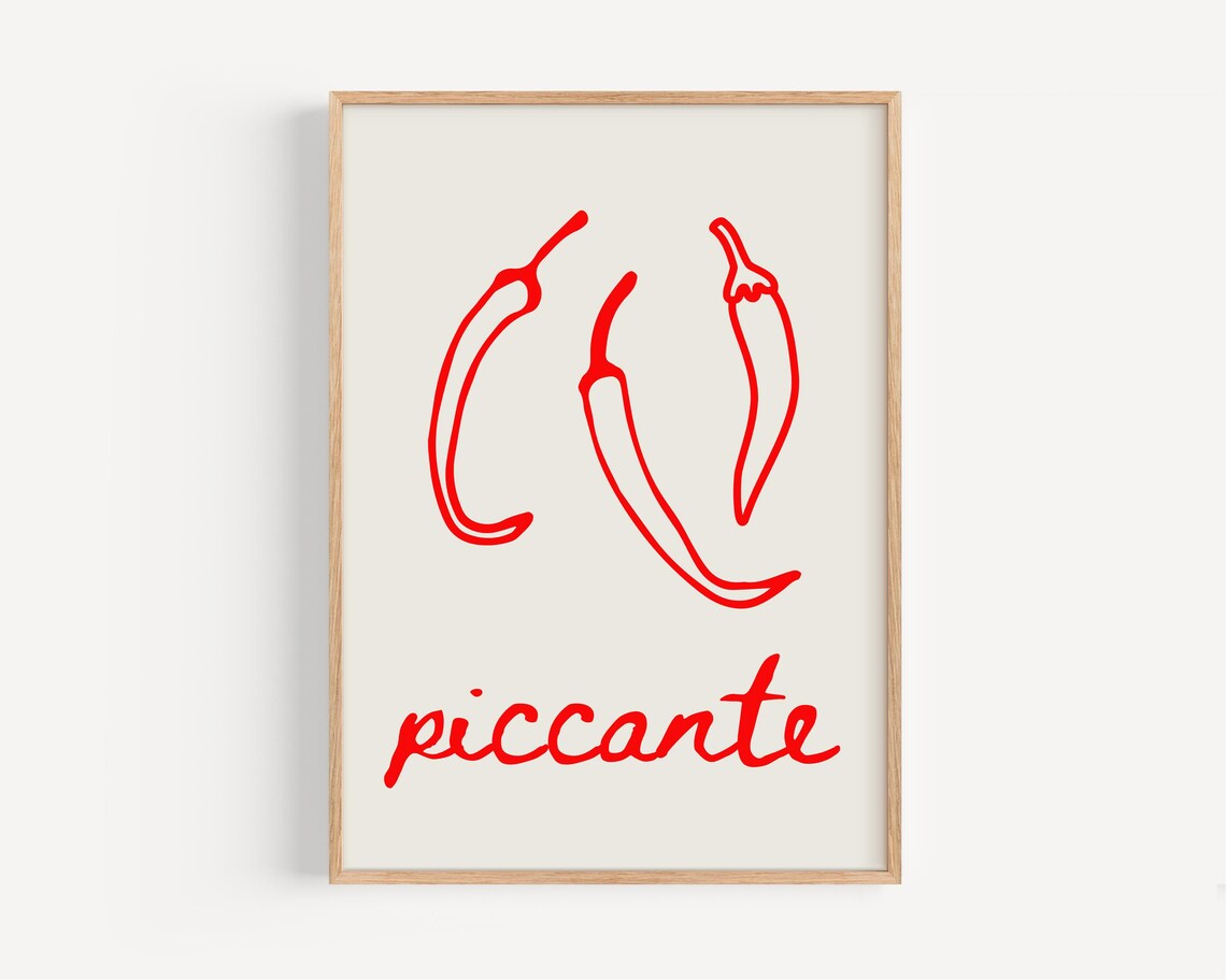 Piccante Chili Pepper Kitchen Art Print, Minimalist