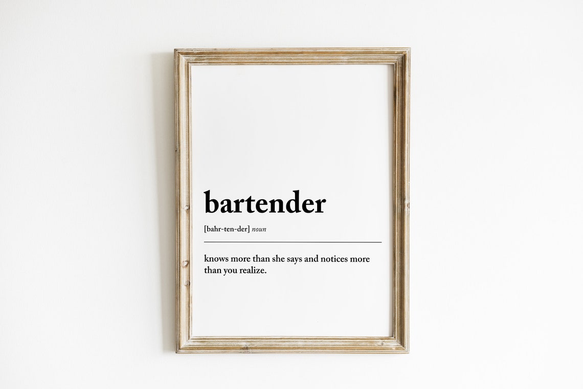 Bartender Definition Knows More Dictionary Style Bar Gift Poster
