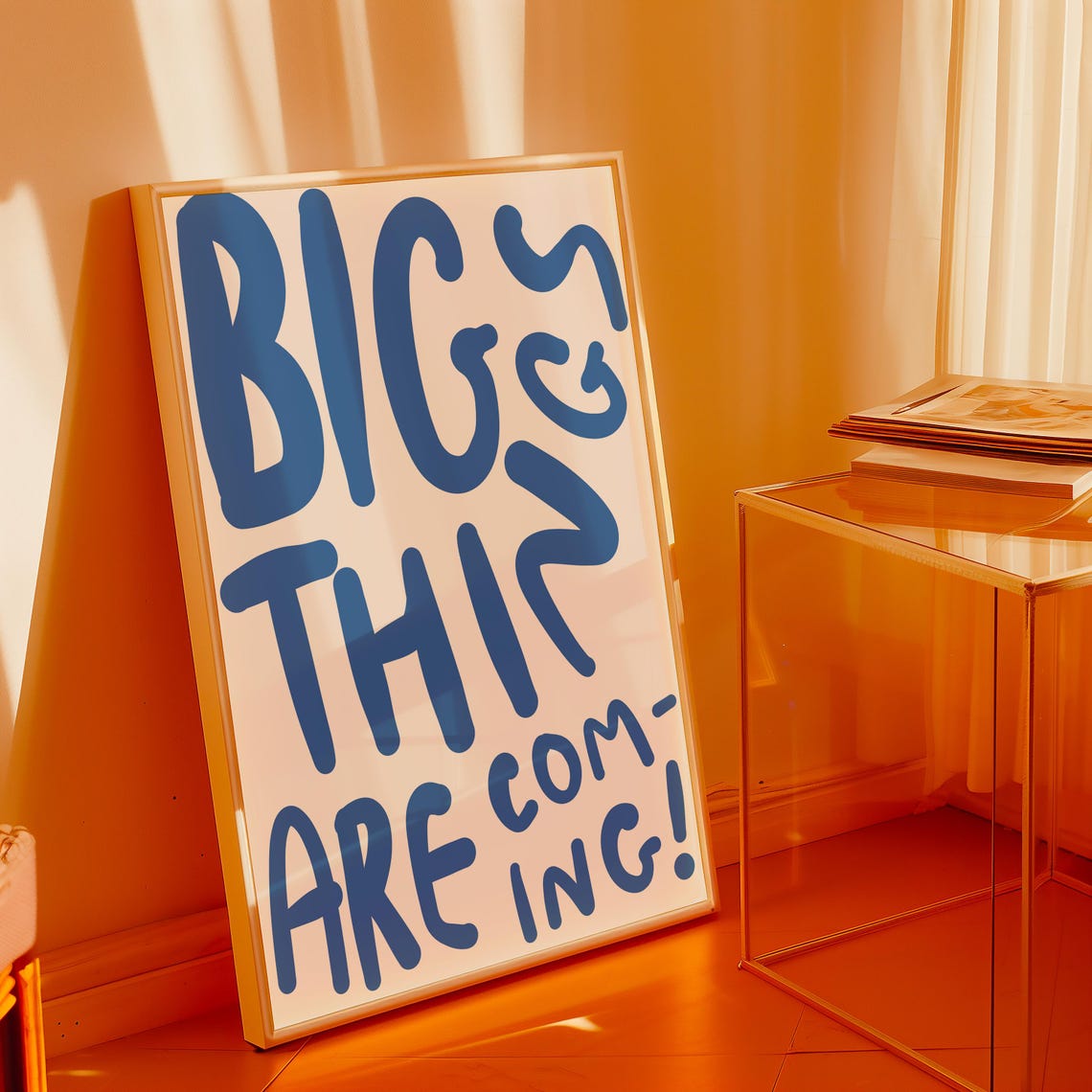 Big Things Are Coming Motivational Wall Art Modern Blue Typography Poster Bold Instant For Home Decor - Image 2