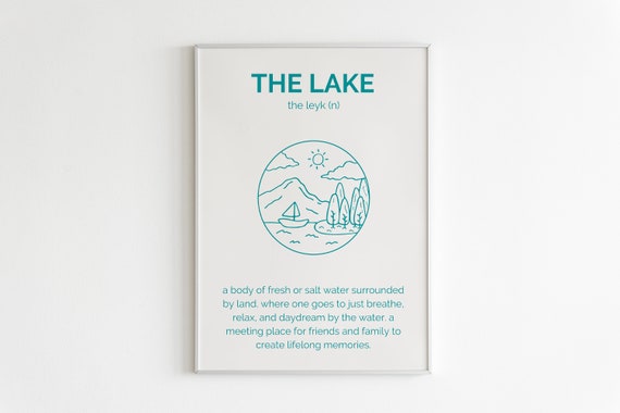 Lake Definition Print, Lake House Decor Gift