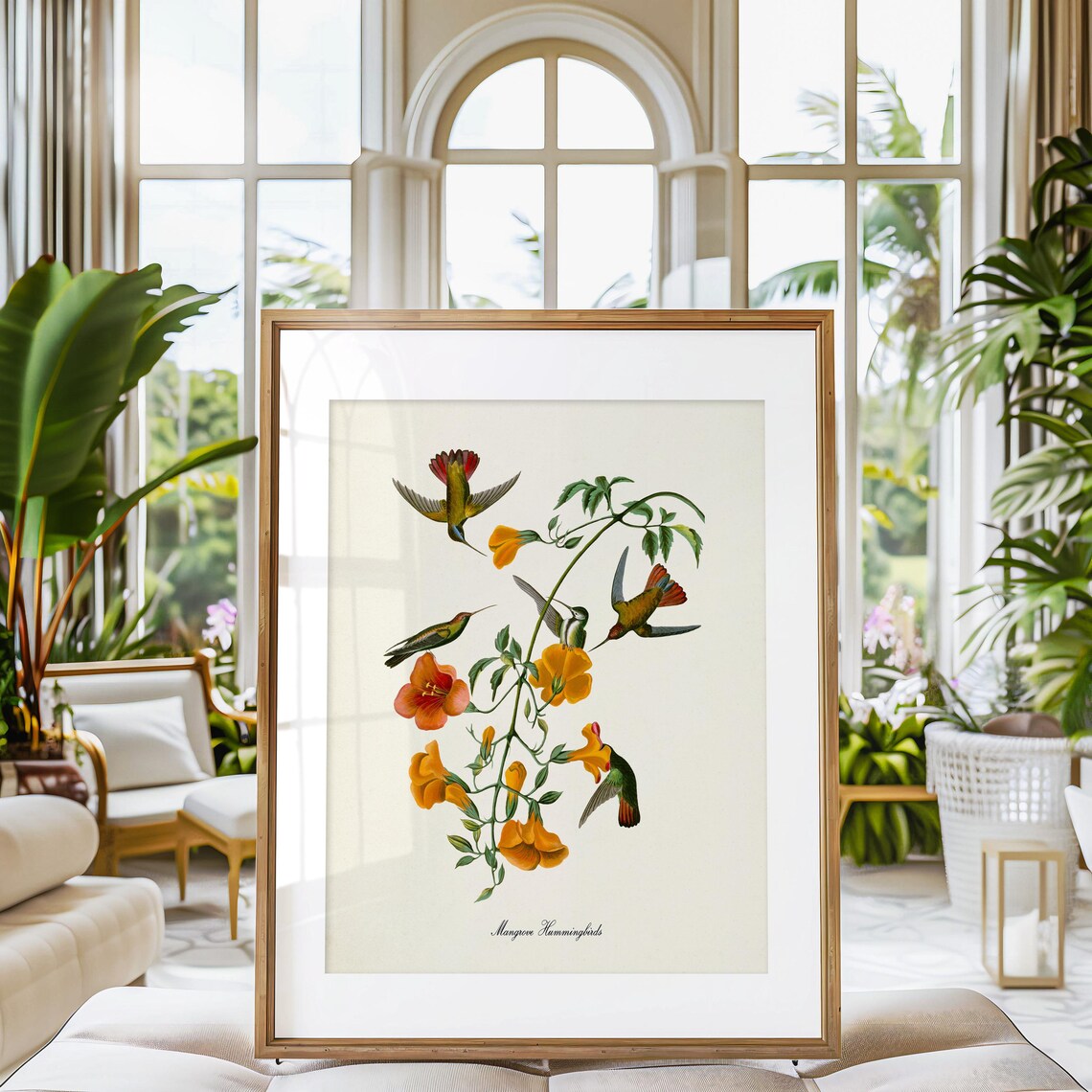 Mangrove Hummingbird Print Bird Art Print Bird Art Bird Poster Flower Art Floral Garden Hummingbird Art Green - Image 3