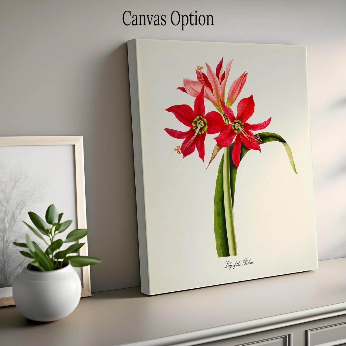 Lily Of The Palace Flower Art Print Botanical Art Print Flower Wall Art Flower Print Red Flower Art Print Home Decor Amaryllis - Image 2
