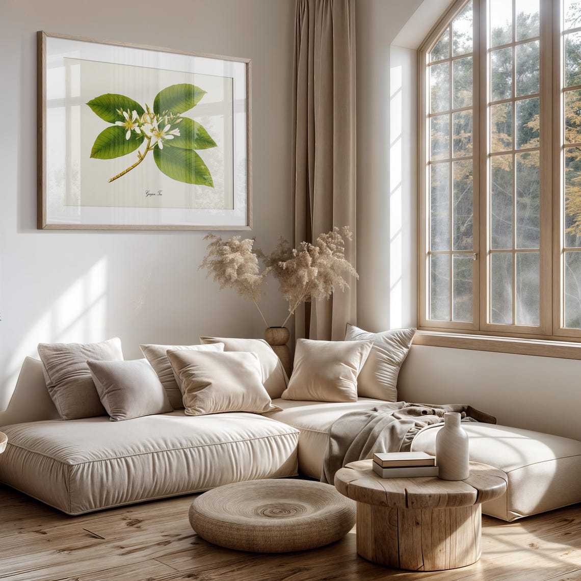 Gurjun Tree White Blossom Vintage Botanical Illustration Poster - Image 3