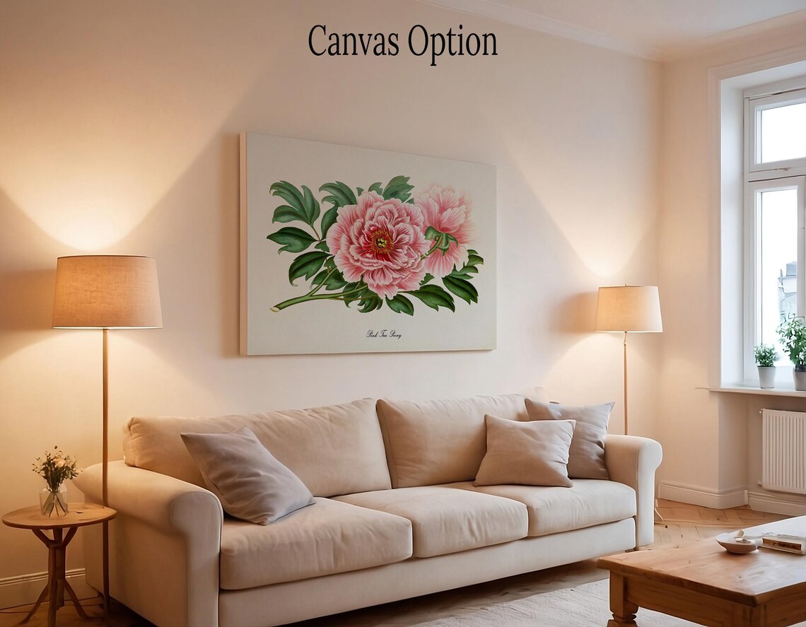 Pink Tree Peony Botanical Flower Poster Print - Image 2
