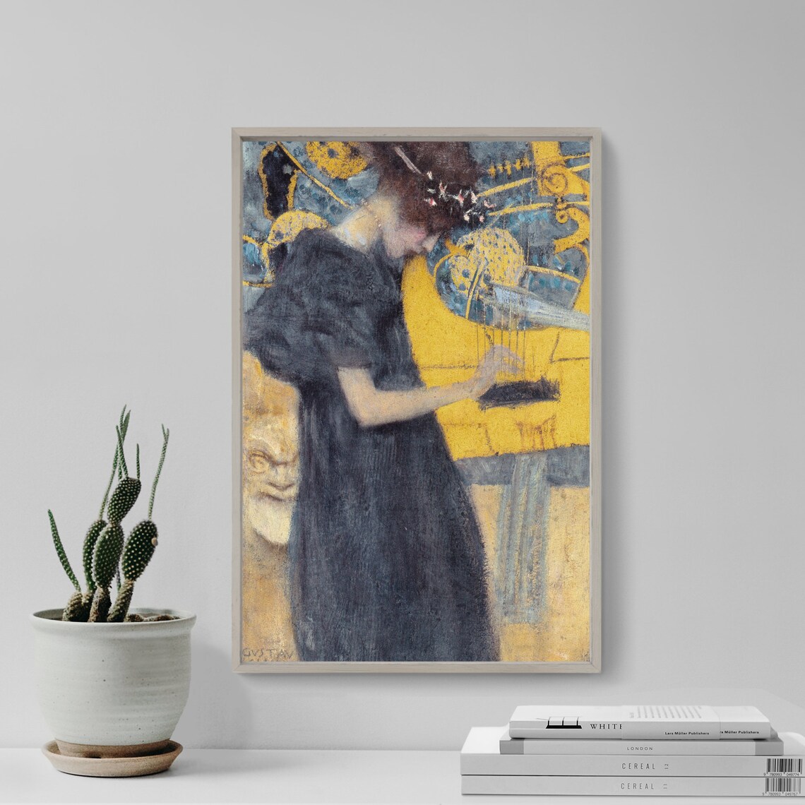 Gustav Klimt Music 1895 Art Print, Musical Instruments