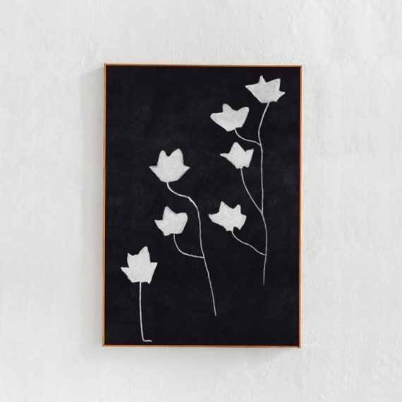 Black Botanical Scandinavian Minimalist Art Print
