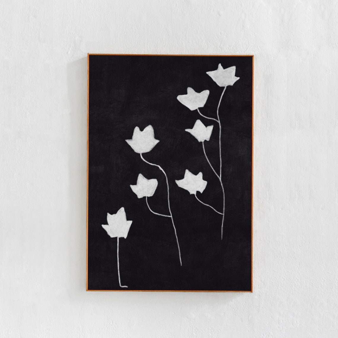 Black Botanical Scandinavian Minimalist Art Print