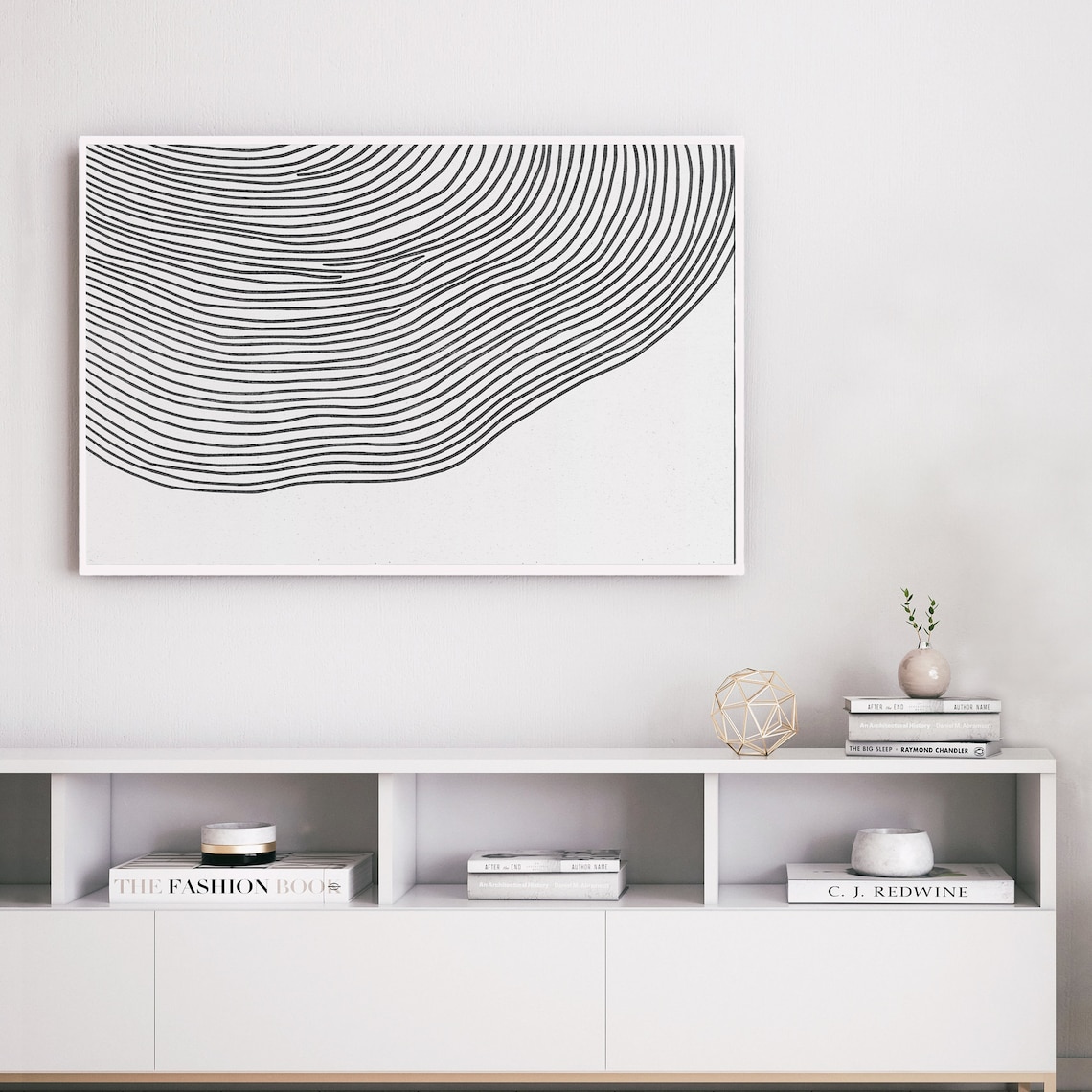 Abstract Lines Minimalist Wall Art Print, Black & White
