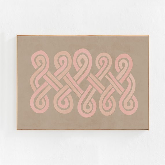 Neutral Beige Taupe Wall Art Art Print Abstract Knot Art Modern Scandi Boho Poster Abstract Art Print