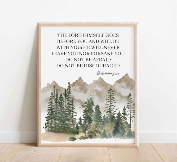 Deuteronomy 31 8 The Lord Goes Before You Watercolor Mountain Print