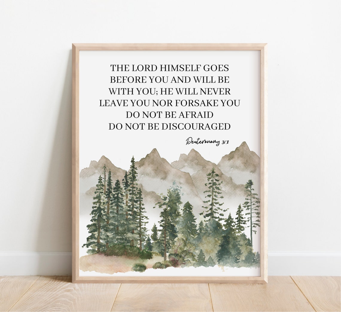 Deuteronomy 31 8 The Lord Goes Before You Watercolor Mountain Print