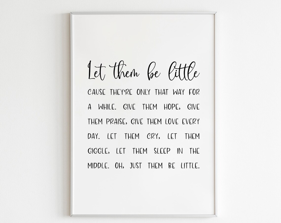 Let Them Be Little Nursery Poem Playroom Quote Minimalist Poster