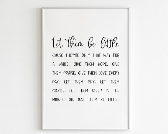 Let Them Be Little Nursery Poem Playroom Quote Minimalist Poster