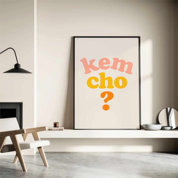 Kem Cho Funny Gujarati Greeting Retro Typography Desi Wall Decor Poster