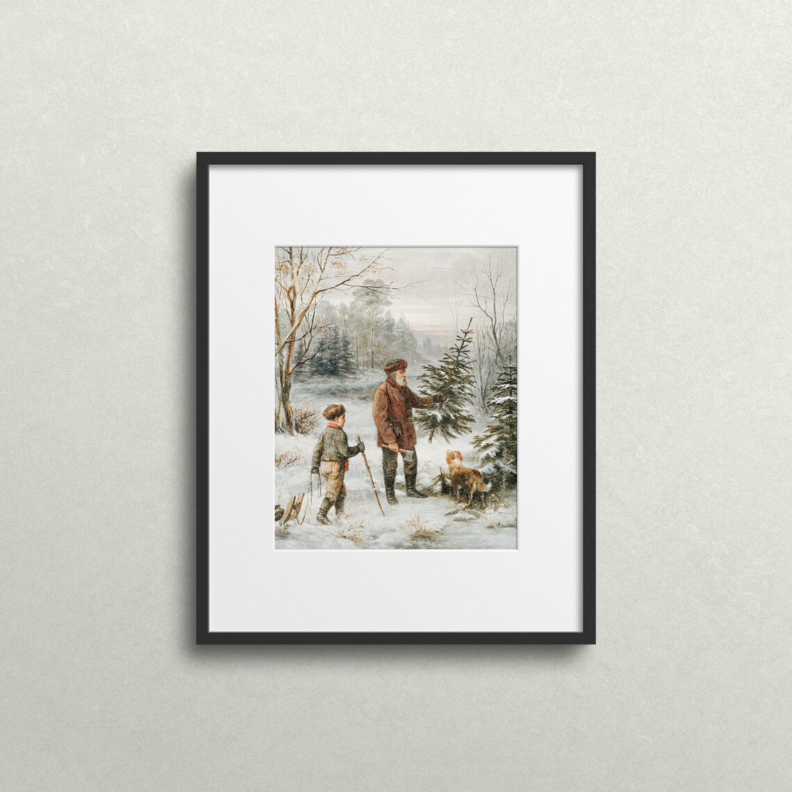Christmas Tree Cutting, Vintage Winter Art Print - Image 2