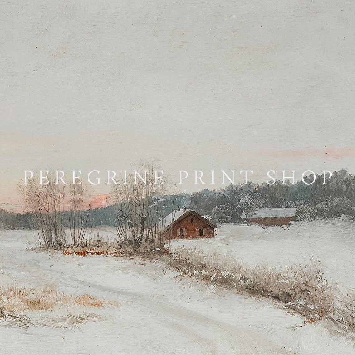 Wyoming Winter Christmas Cottage Landscape Art Print - Image 2