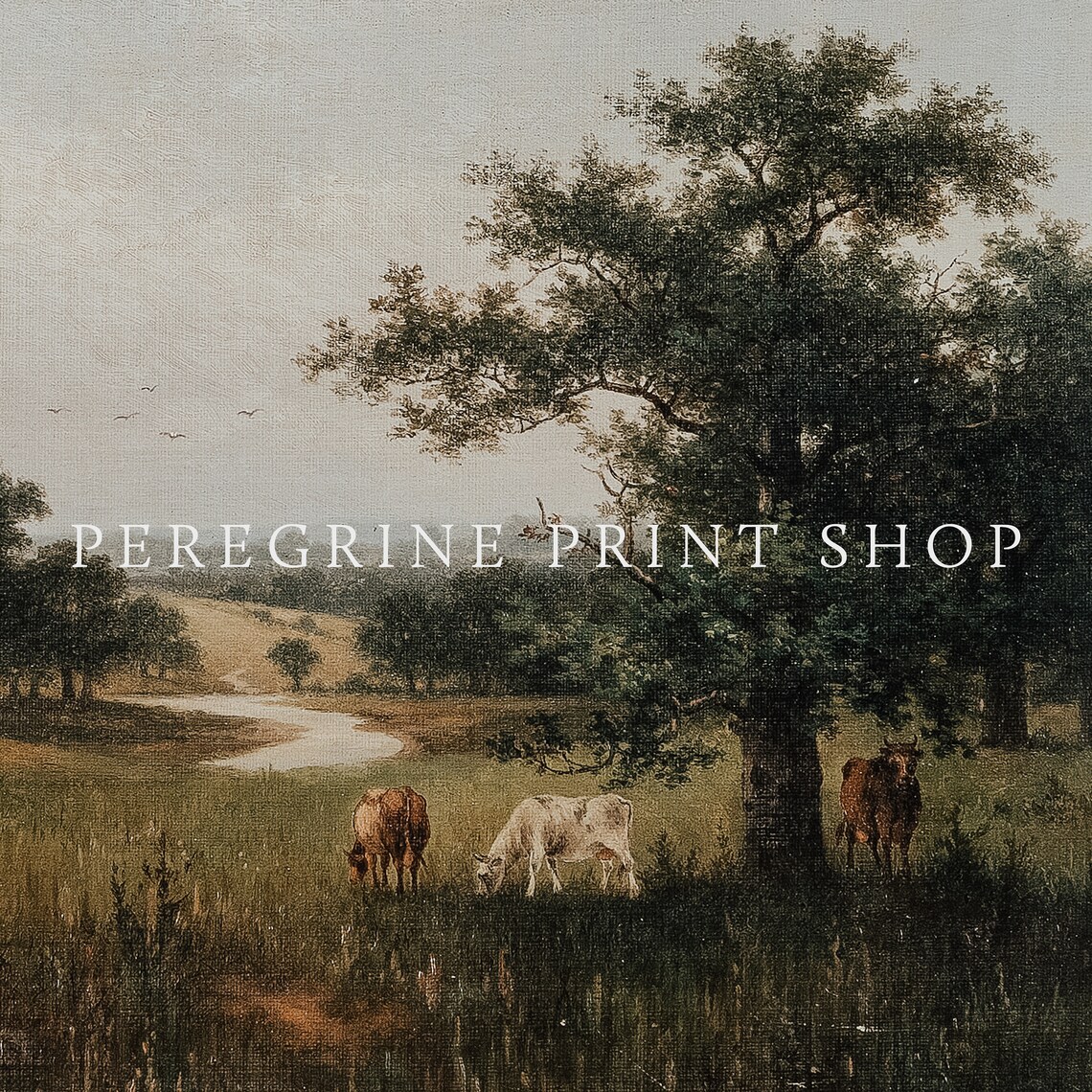 Cows Beneath The Oak, French Country Landscape Art Print - Image 2