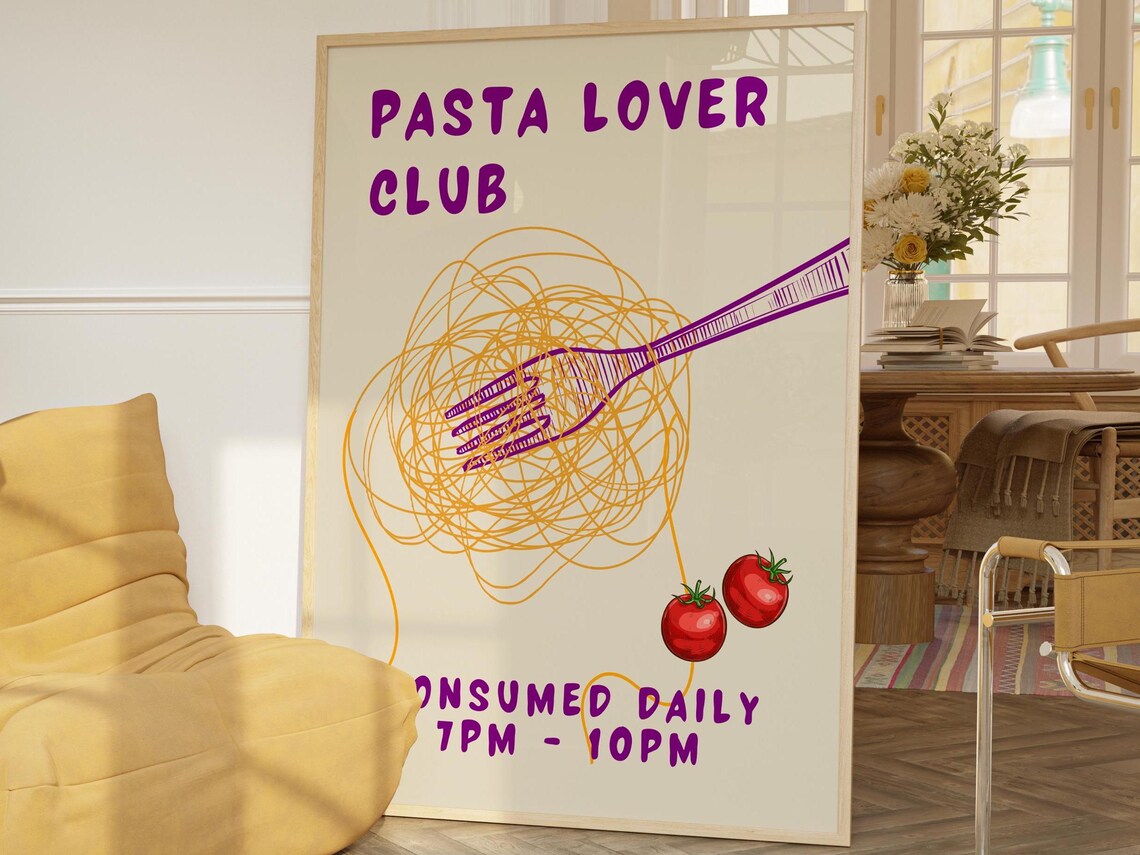 Spaghetti Retro Kitchen Wall Decor, Poster