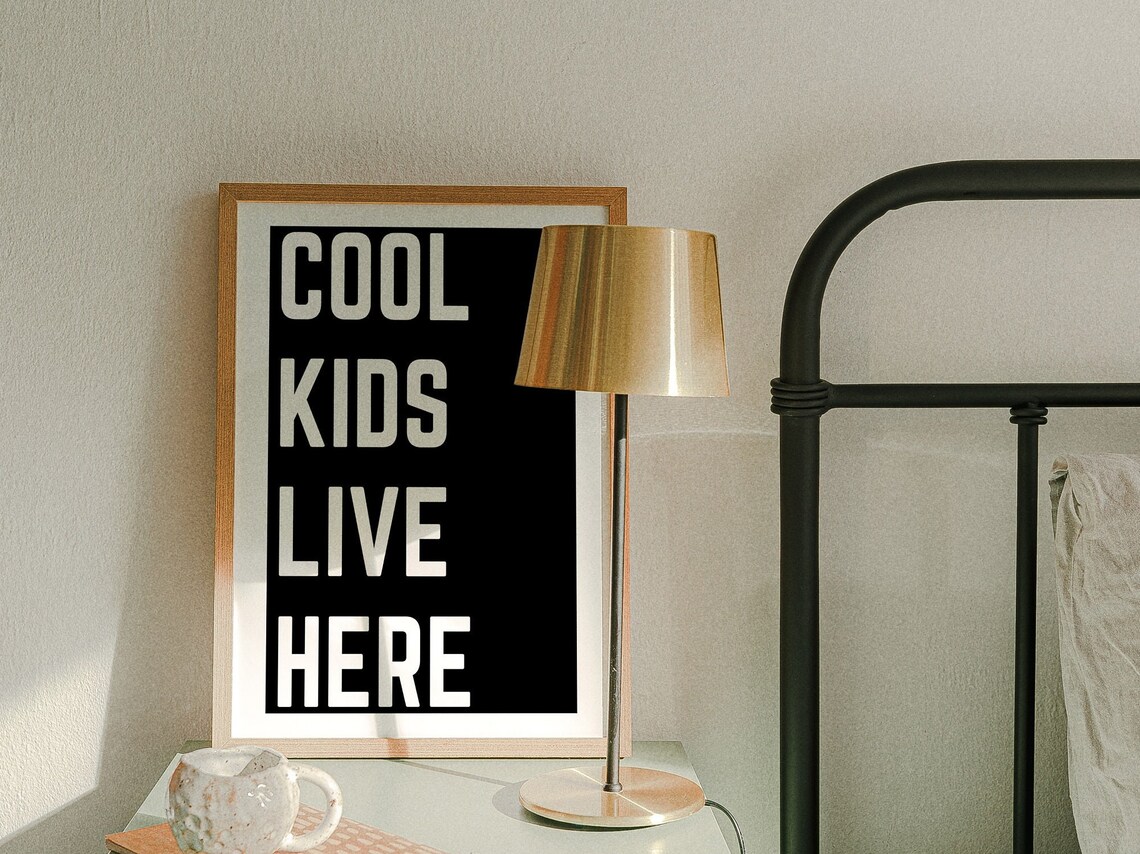 Cool Kids Live Here Black and White Bold Typography Modern Quote Poster - Image 2