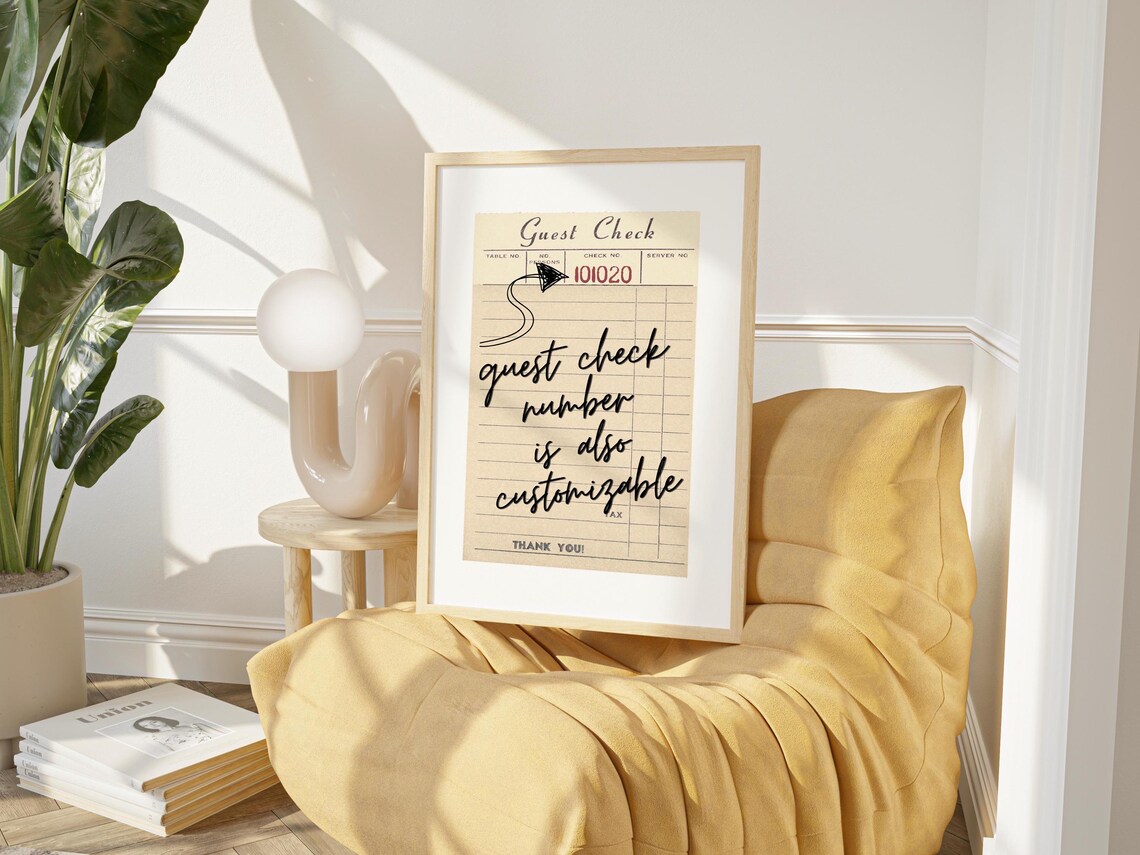 Personalized Guest Check Vintage Receipt Customizable Typography Quote Print - Image 3