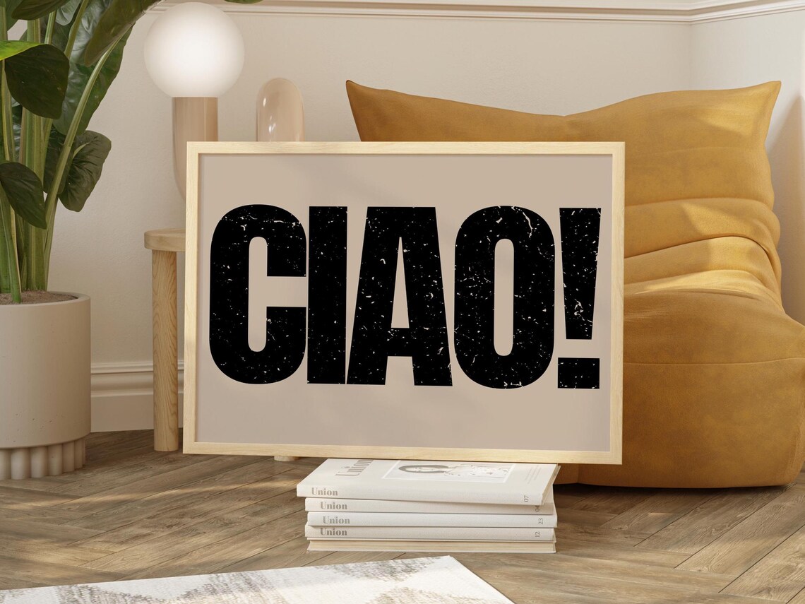 Ciao Italian Quote, Retro Style Minimalist Typography