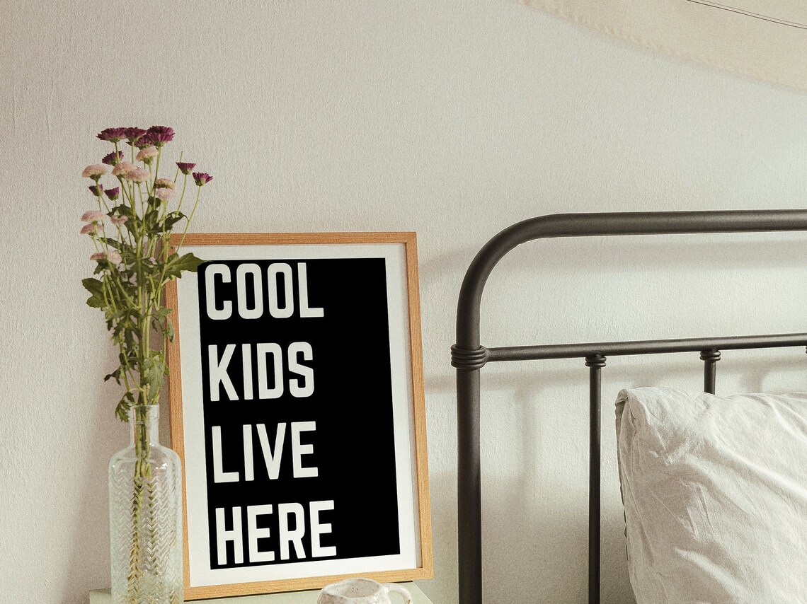 Cool Kids Live Here Black and White Bold Typography Modern Quote Poster - Image 3