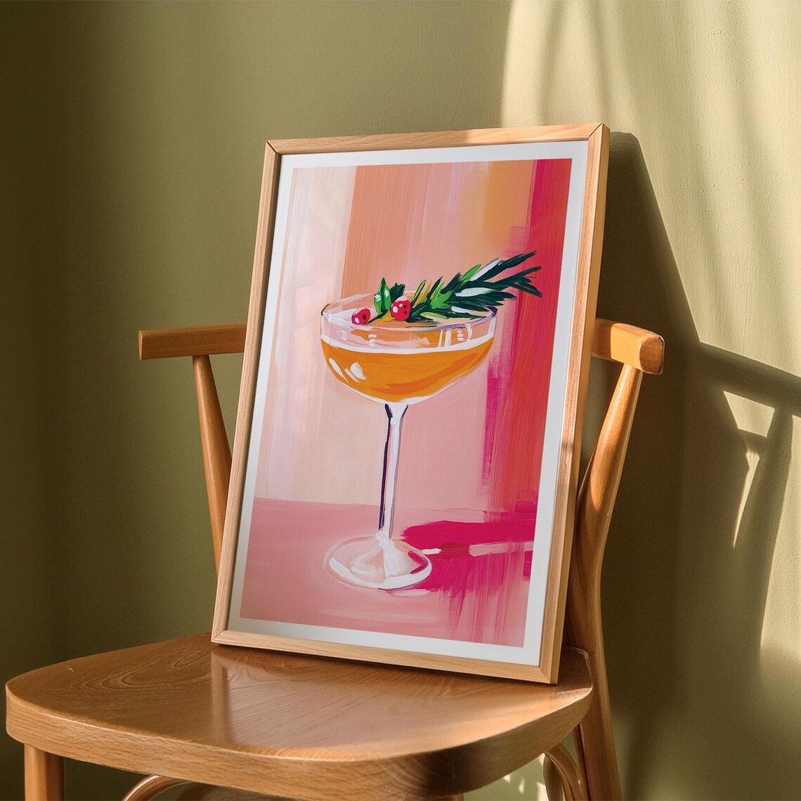 Festive Cocktail Coupe Garnished Cranberry Bar Art Home Bar Decor Poster - Image 5