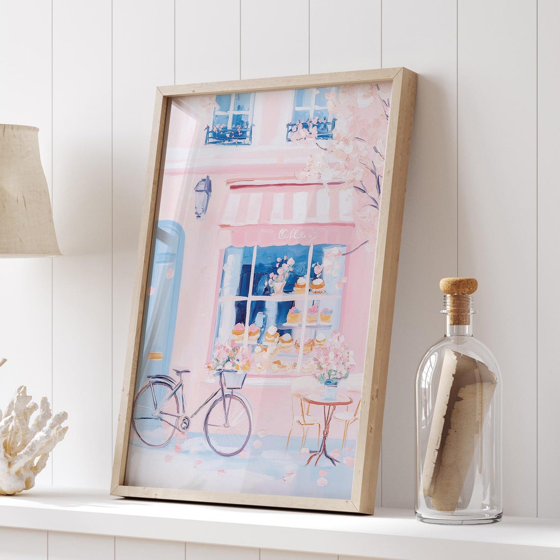 Pink Parisian Cafe Storefront Poster with Bicycle Romantic Decor - Image 5