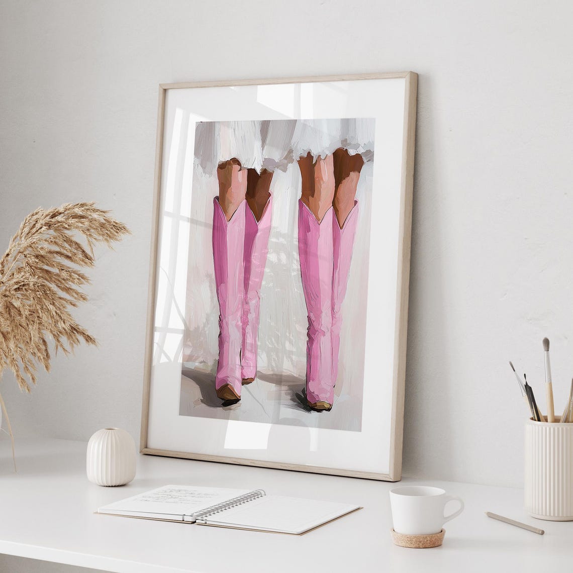 Pink Cowgirl Boots Wall Art Trendy Western Decor Modern Country Home Art Feminine Rustic Wall Print Instant - Image 2