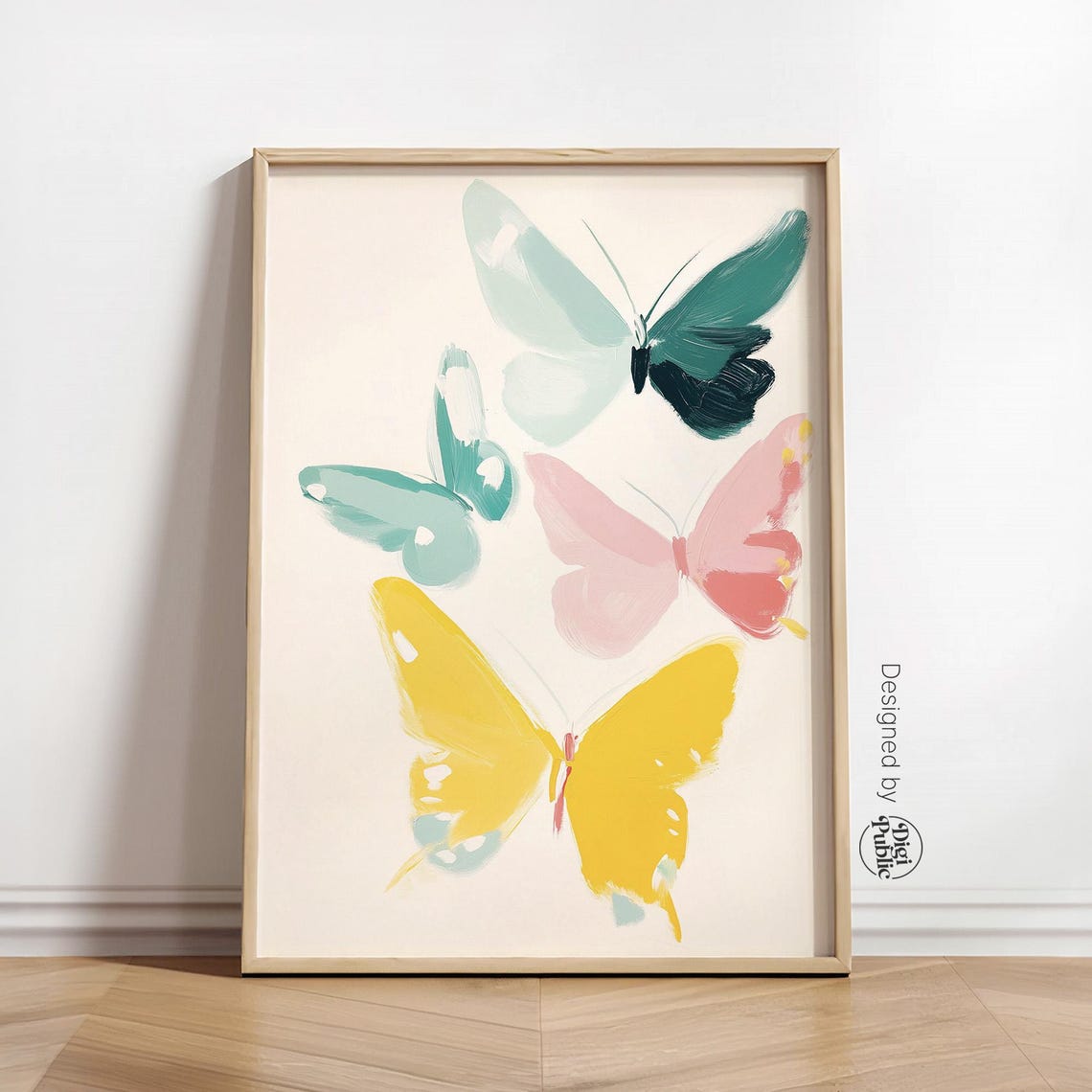Colorful Butterfly Wall Art Abstract Butterfly Painting Pastel Boho Wall Decor Nature Inspired Print Modern Minimalist Art