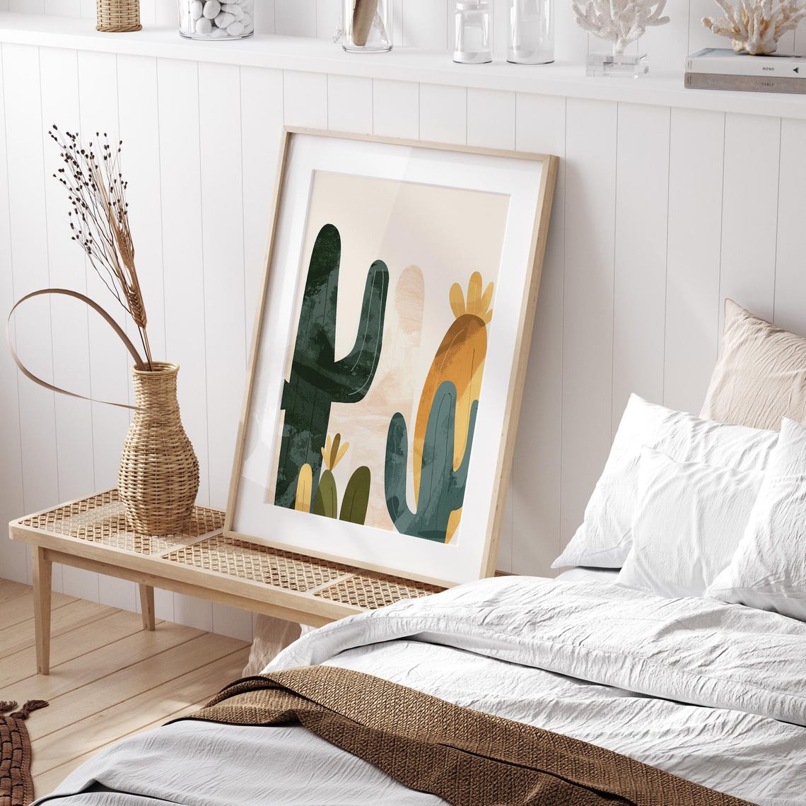 Abstract Desert Cactus Poster Green and Yellow Modern Boho Decor - Image 4