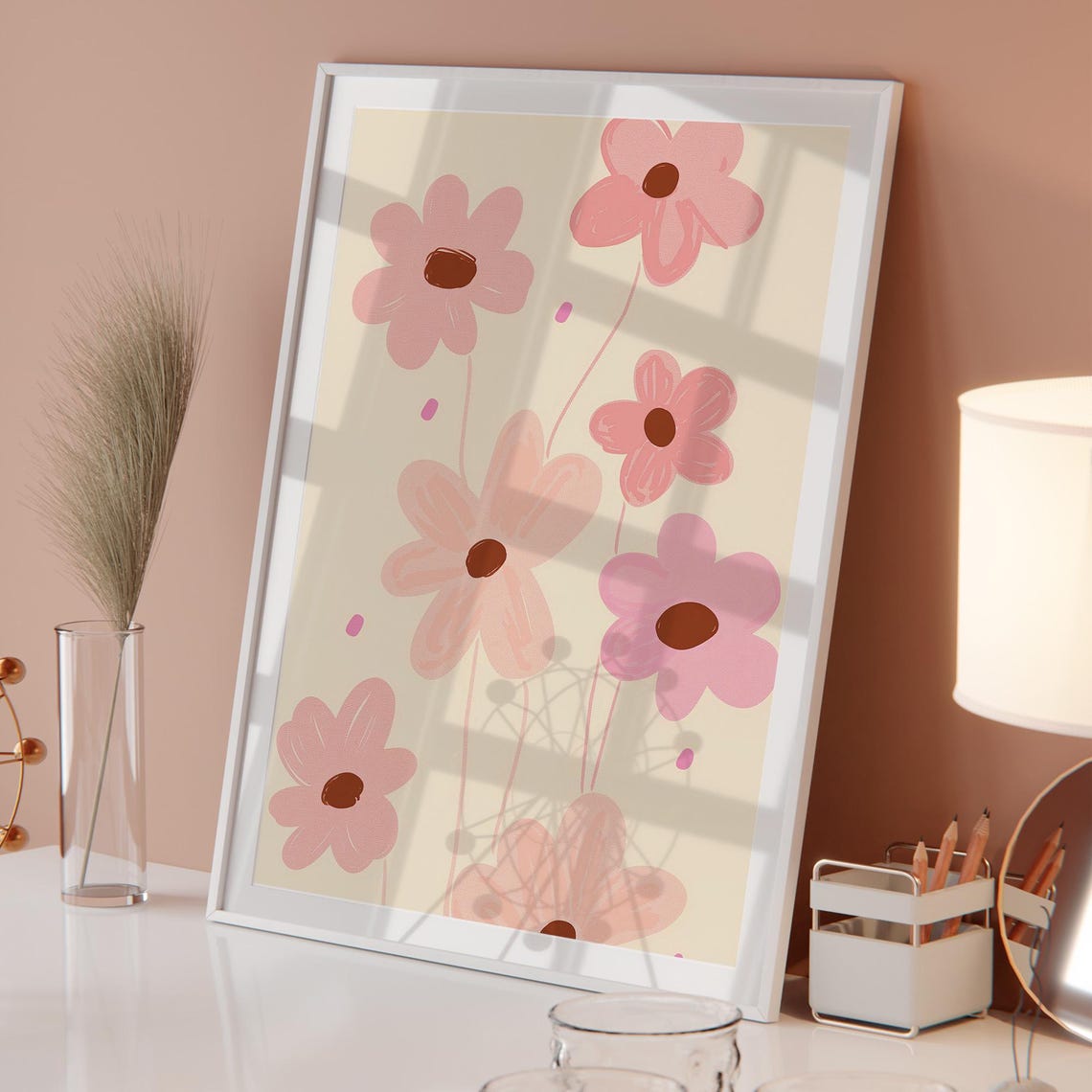 Pink Minimalist Daisy Flowers Poster Soft Modern Botanical Decor - Image 4