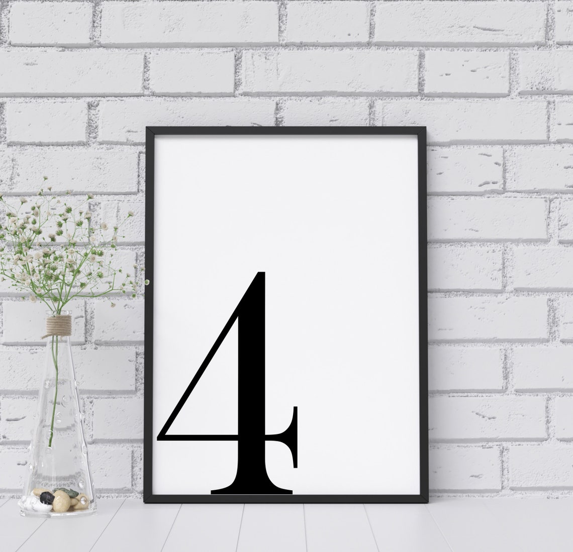 Number 4 Oversized Black Serif Typography Nursery Home Decor Poster - Image 2