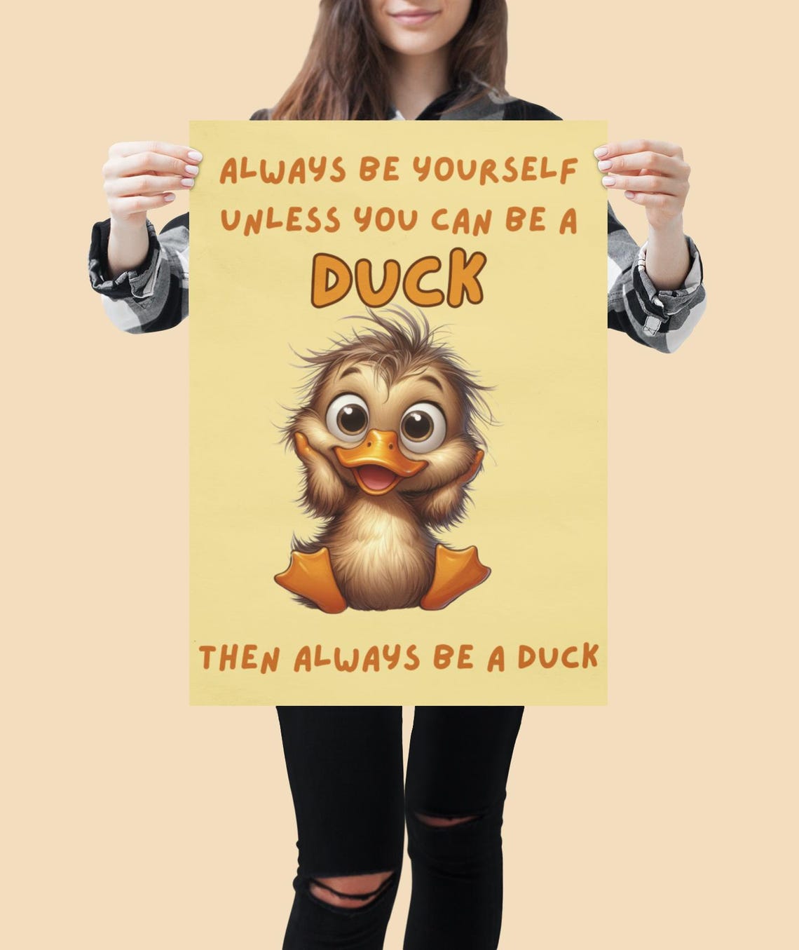 Cute Duckling Always Be Yourself Funny Duck Quote Wall Art Print - Image 4