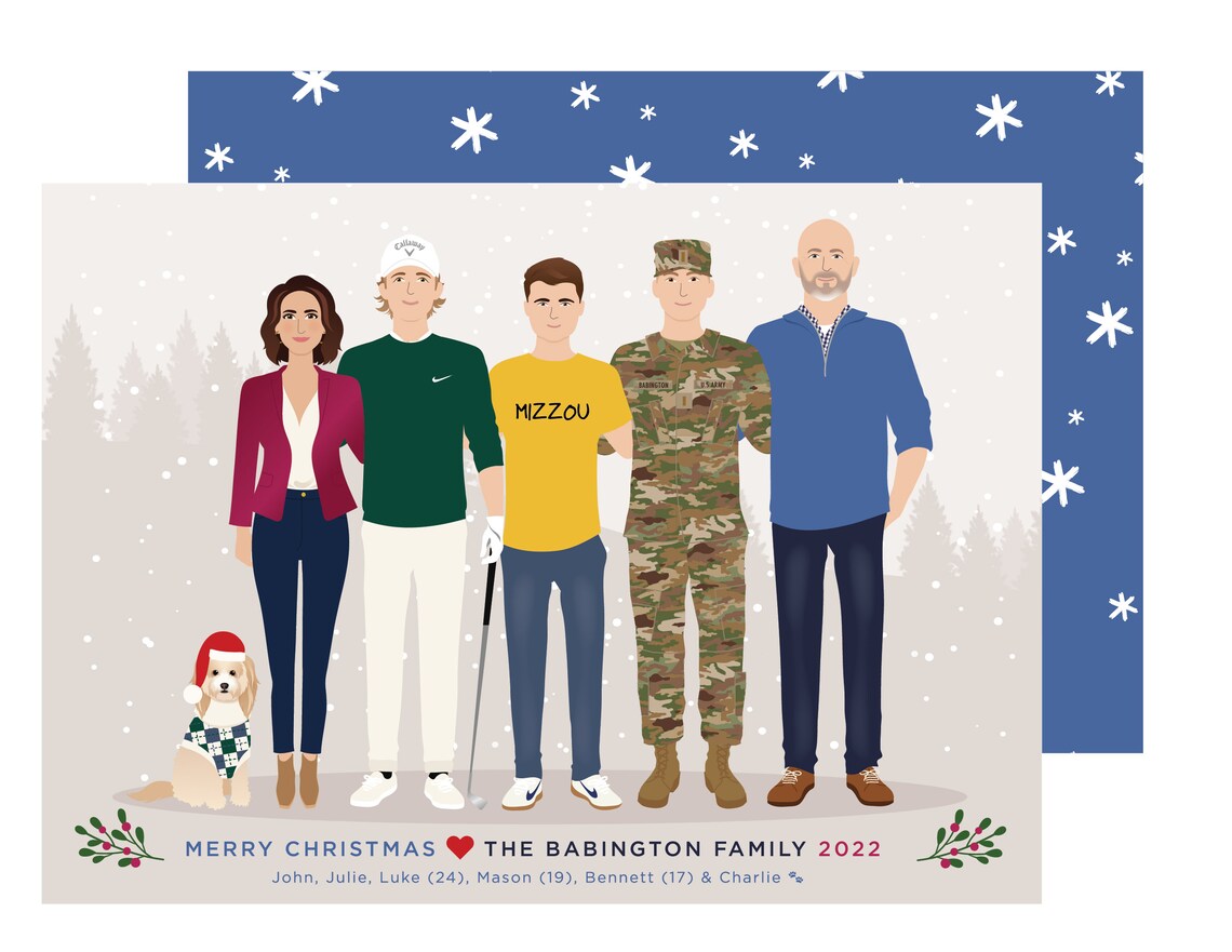 Formal Family Holiday Portrait Christmas Card Style Art Poster - Image 3
