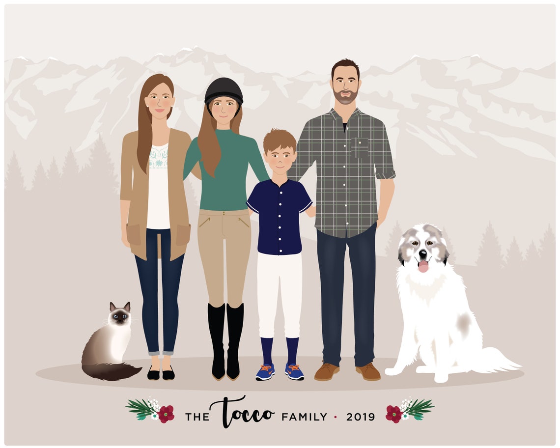 Custom Family Portrait Custom Portrait Illustration Drawing From Photo Personalized Art Commission - Image 3