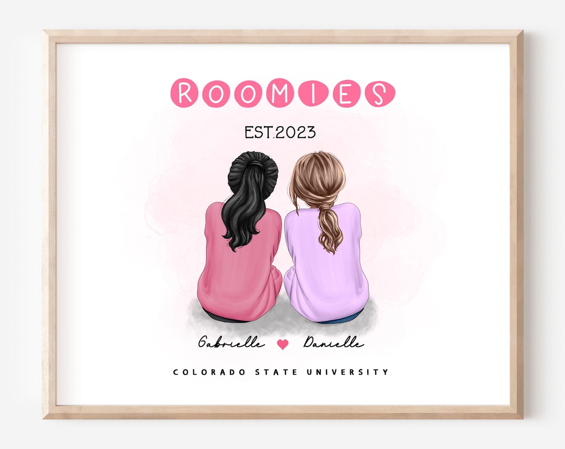 Roomies Best Friends Est 2023 University Custom Portrait Poster