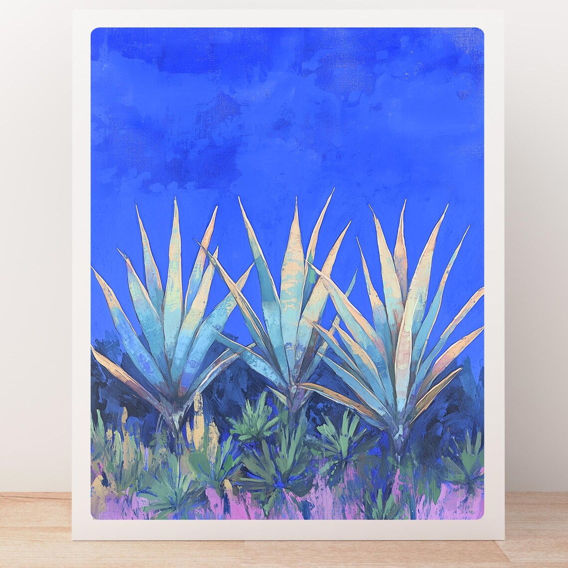 Agave Trio, Southwestern Modern Blue Plant Art Print - Image 4