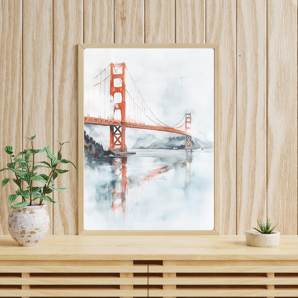 Golden Gate Bridge Watercolor Travel Poster, San Francisco - Image 2