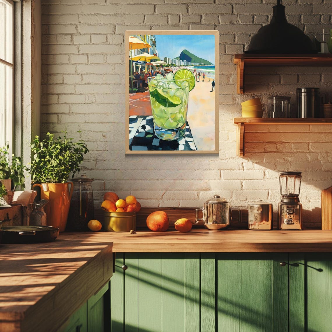 Caipirinha Cocktail with Copacabana Beach and Mountain Poster - Image 4