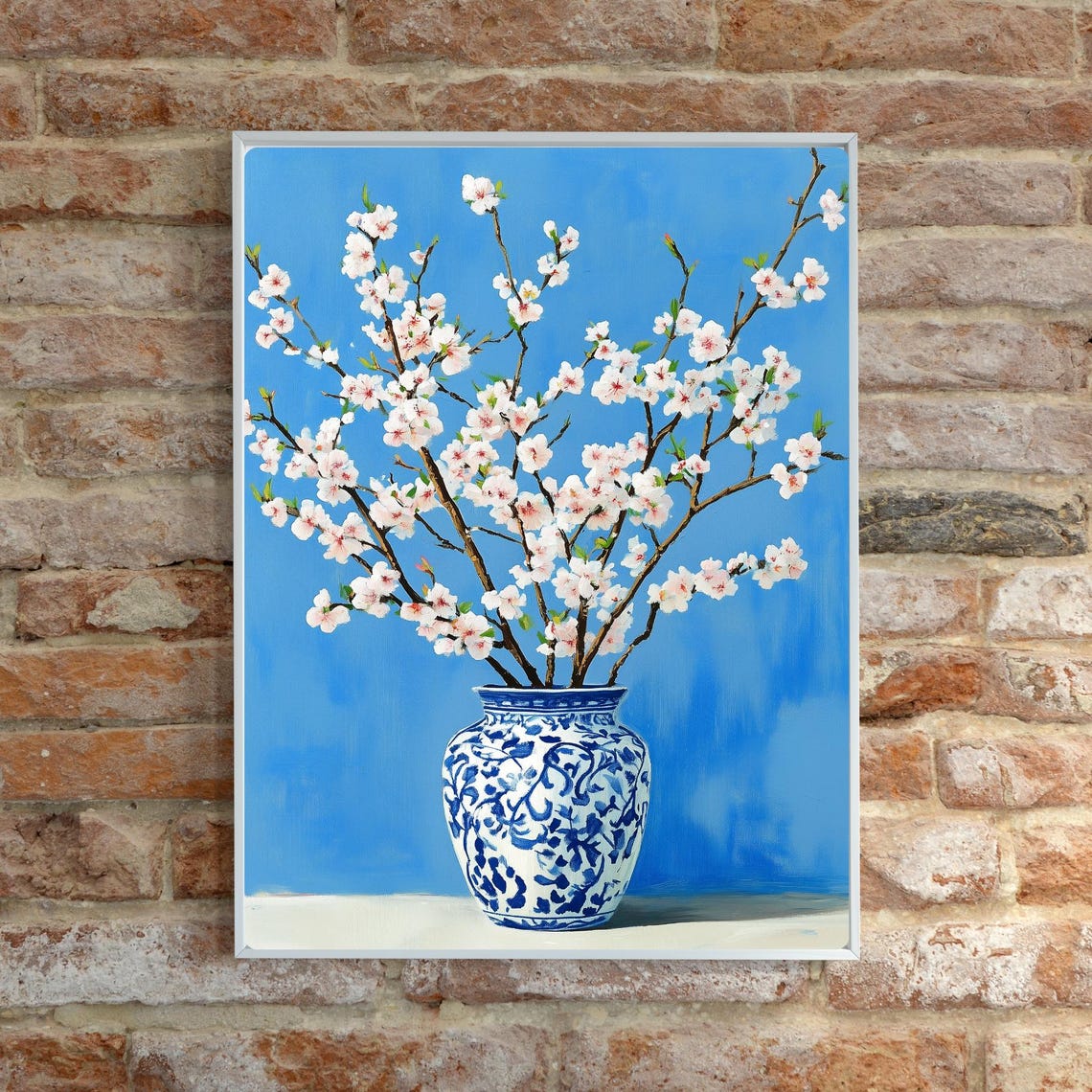 Cherry Blossom Branches in Blue Porcelain Vase Spring Art Poster - Image 6
